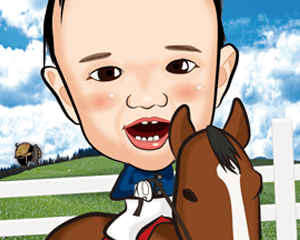 赤ちゃん似顔絵 ジョッキー